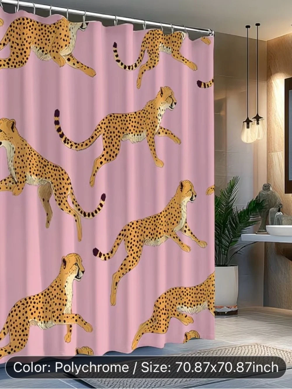 Pink Leopard Cheetah Print Shower Curtain